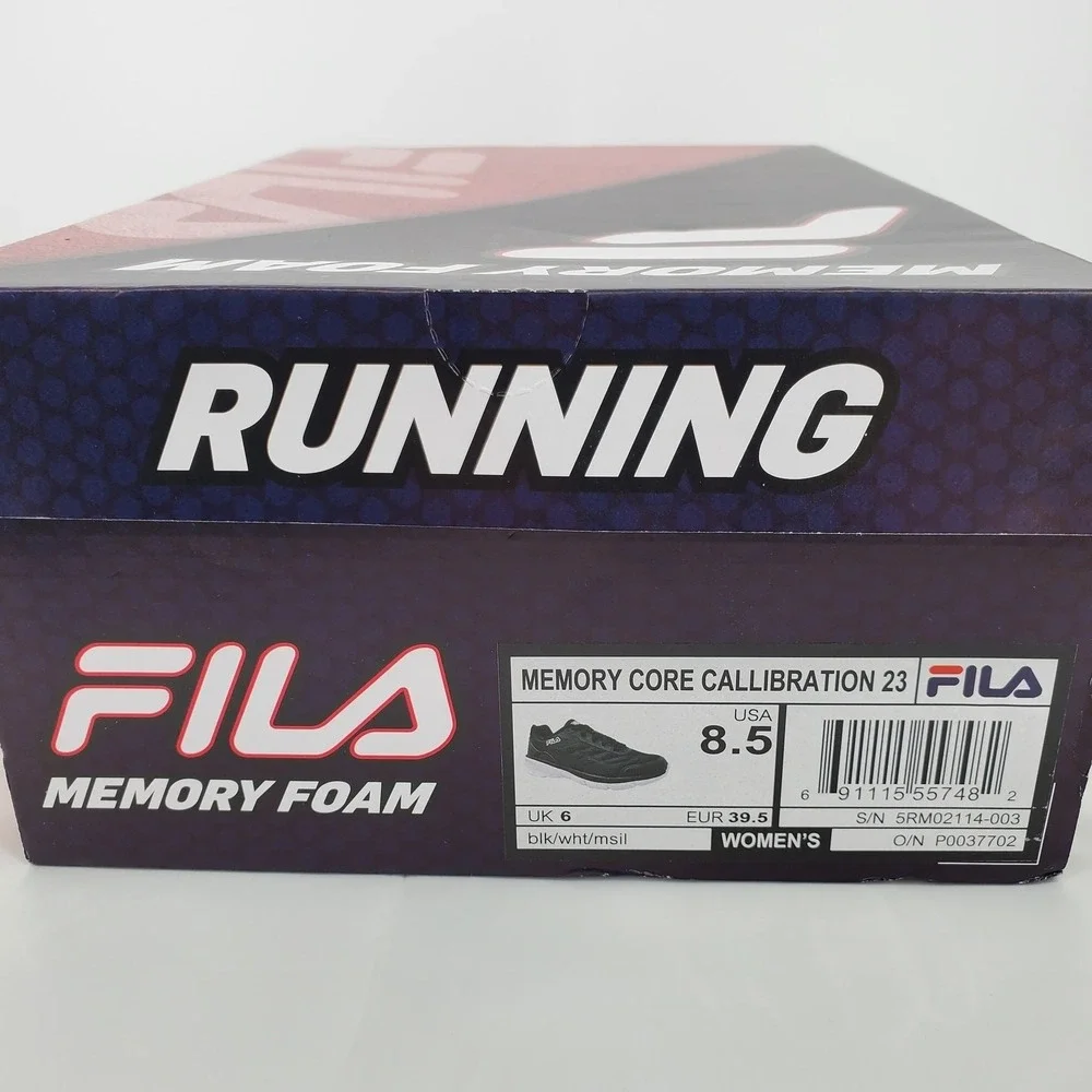 Fila Memory Core Foam Running Sneakers Womens 8.5 Black White‎ Lightweight New